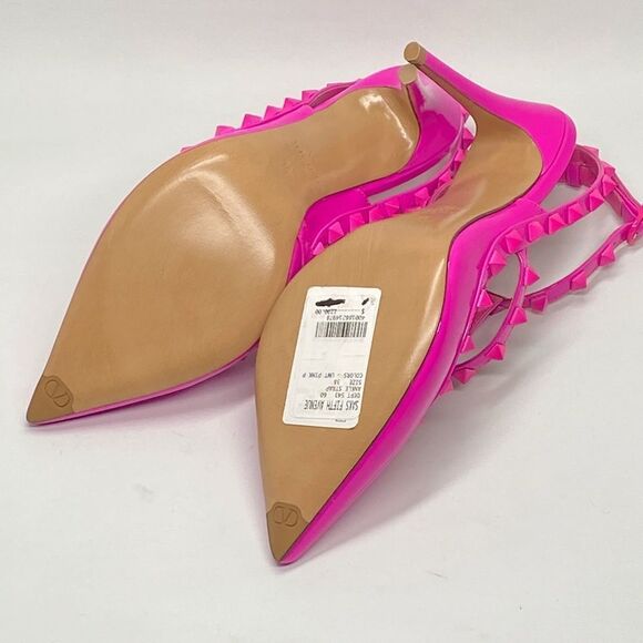 Valentino Garavani Rockstud Ankle Strap Patent-Leather Pumps size 38 - Picture 12 of 13